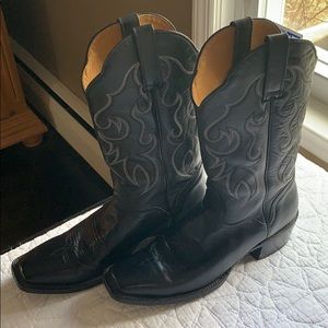 Black Leather Cowboy Boots